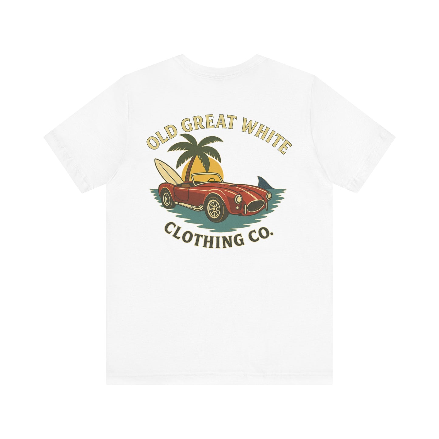 Vintage Convertible & Surfboard T-Shirt – Coastal Cruiser Style Jersey Short Sleeve Tee