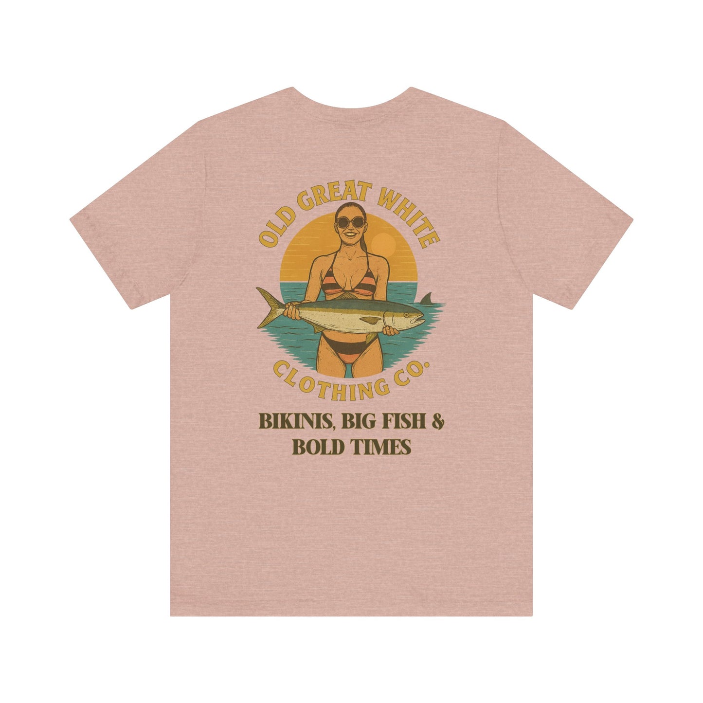 Catch of the Day Bikini Tee – Retro Fishing Girl Graphic Classic Jersey Short Sleeve Tee
