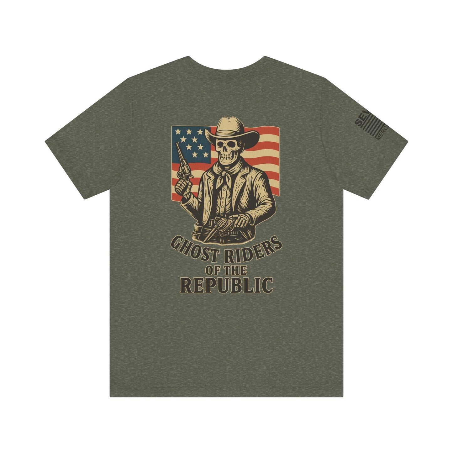 Deadeye Patriot – Ghost Riders of the Republic Cowboy Revolver Graphic Classic Jersey Short Sleeve Tee