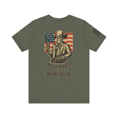 Deadeye Patriot – Ghost Riders of the Republic Cowboy Revolver Graphic Classic Jersey Short Sleeve Tee