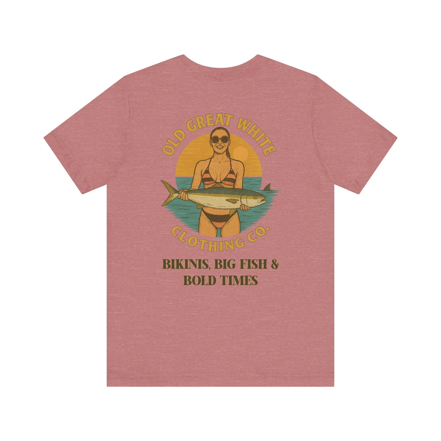 Catch of the Day Bikini Tee – Retro Fishing Girl Graphic Classic Jersey Short Sleeve Tee