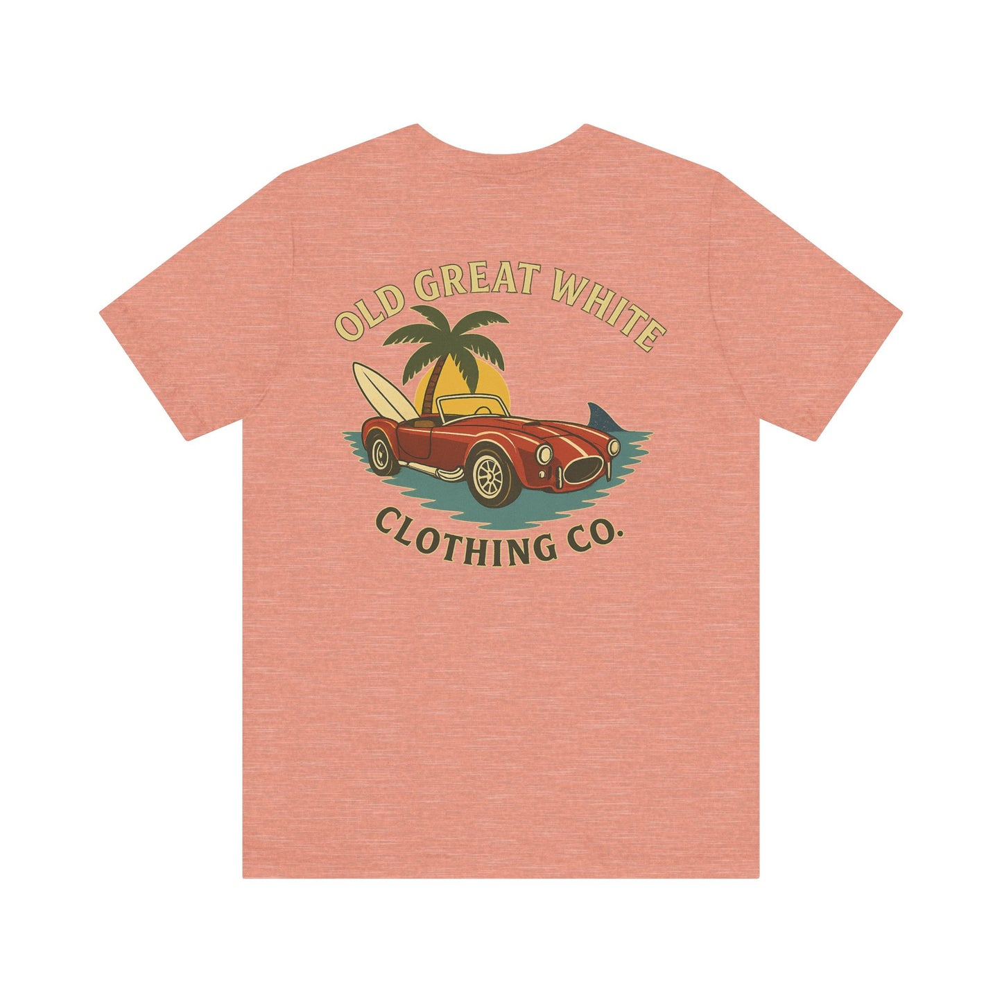 Vintage Convertible & Surfboard T-Shirt – Coastal Cruiser Style Jersey Short Sleeve Tee