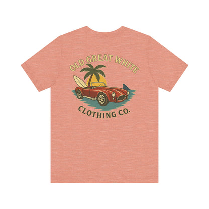 Vintage Convertible & Surfboard T-Shirt – Coastal Cruiser Style Jersey Short Sleeve Tee
