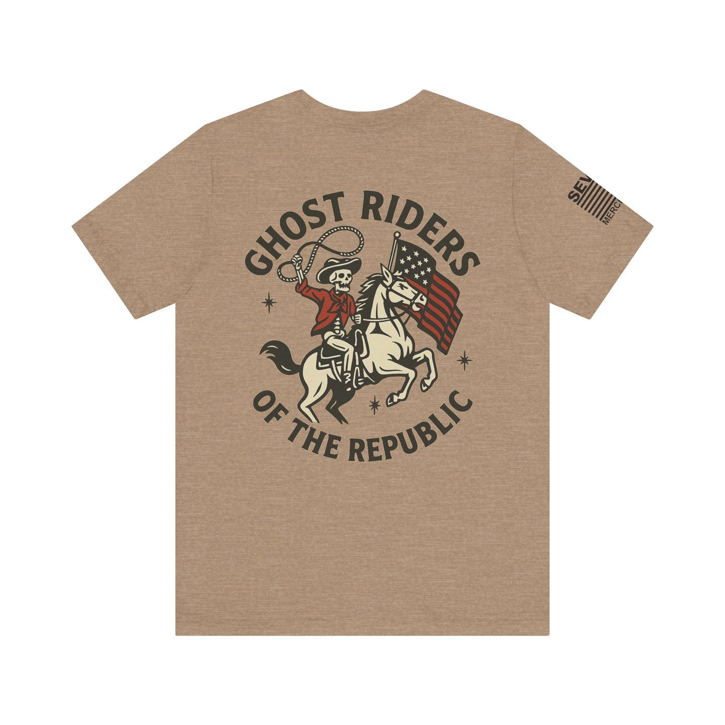 Ride for the Republic – Vintage Skeleton Cowboy Horse & Flag Graphic Tee