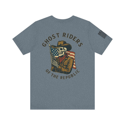 Ghost Riders of the Republic Cowboy Skeleton T-Shirt – Patriotic Western Graphic Tee