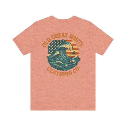 Old Great White American Wave Tee – Retro Ocean Graphic Jersey Short Sleeve Tee