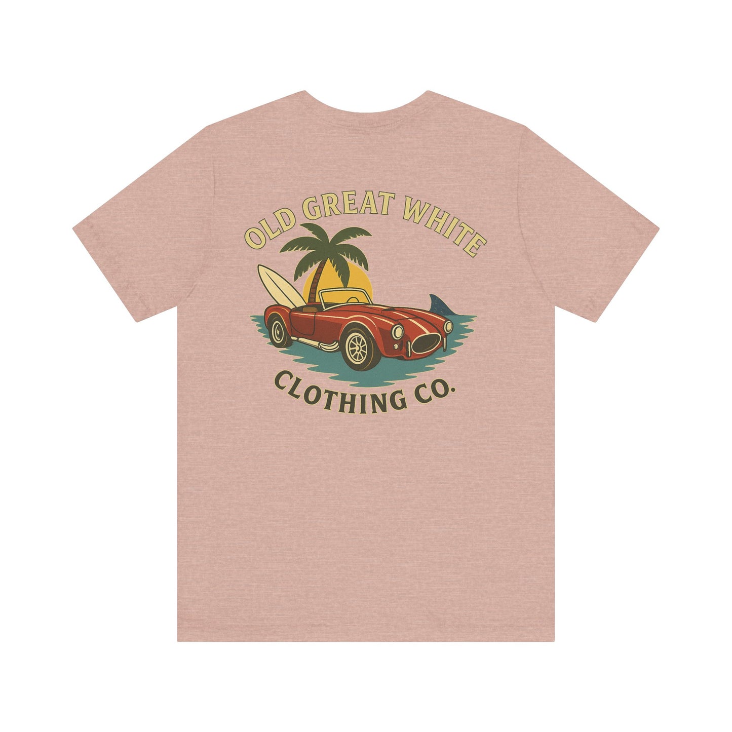 Vintage Convertible & Surfboard T-Shirt – Coastal Cruiser Style Jersey Short Sleeve Tee