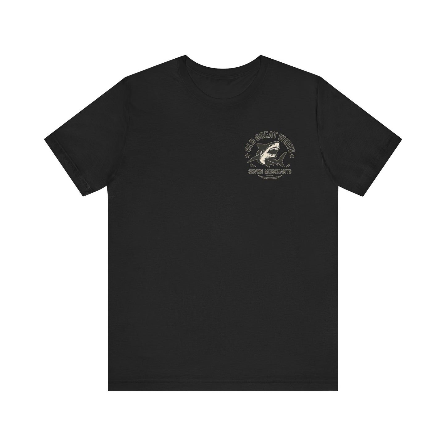 American Shoreline Tee – Lifeguard Tower & Shark Fin Graphic Classic Jersey Short Sleeve Tee