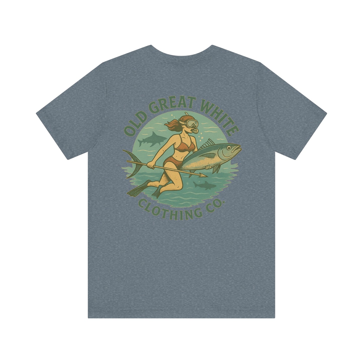 Retro Bikini Diver T-Shirt – Spearfishing & Shark Patrol Classic Jersey Short Sleeve Tee