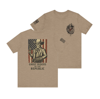 Deadeye Patriot – Ghost Riders of the Republic Cowboy Revolver Graphic Classic Jersey Short Sleeve Tee