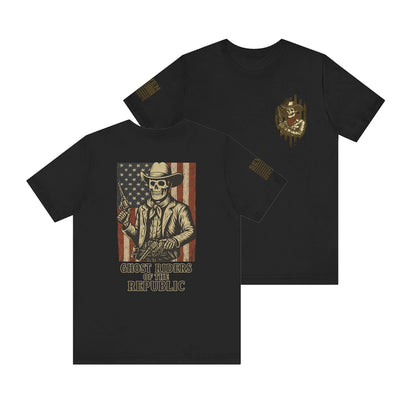 Deadeye Patriot – Ghost Riders of the Republic Cowboy Revolver Graphic Classic Jersey Short Sleeve Tee