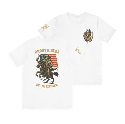 Ghost Riders of the Republic Horseback Skeleton Cowboy T-Shirt – Patriotic Wild West Graphic Tee