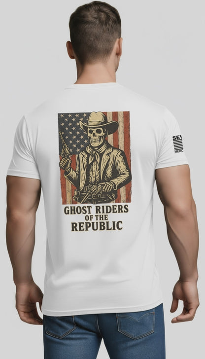 Deadeye Patriot – Ghost Riders of the Republic Cowboy Revolver Graphic Classic Jersey Short Sleeve Tee