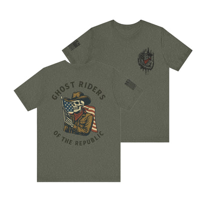 Ghost Riders of the Republic Cowboy Skeleton T-Shirt – Patriotic Western Graphic Tee